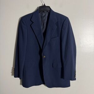 LANVIN PARIS Mens Navy Blue Wool Blend Blazer Jacket Gold Button 36S